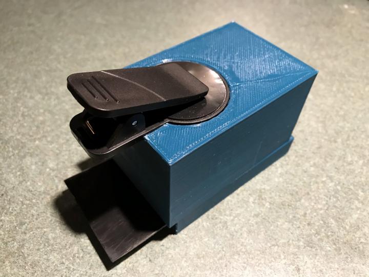A photo of the first PathTracker clip-on box