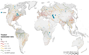 Percentage of treated wastewater in the global river system