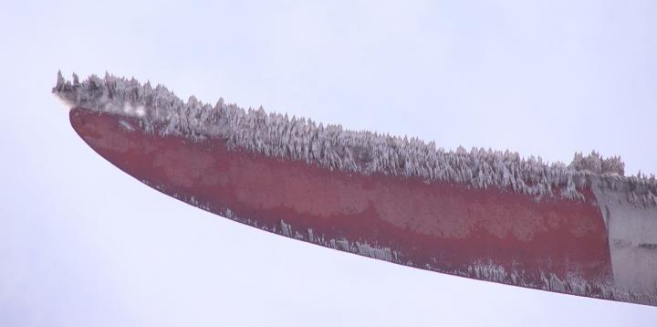 Ice on a wind turbine blade