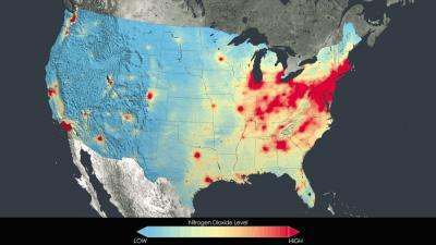 Nitrogen Dioxide Pollution, Averaged Yearly From 2005-2011
