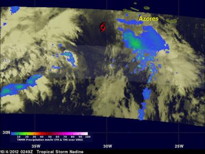 Rainfall in Tropical Storm Nadine