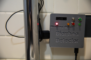 Sensor in use over a toilet