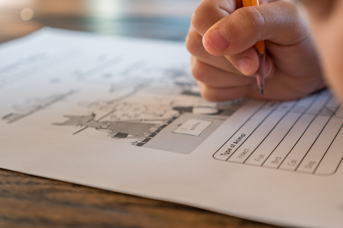 A young student working from home