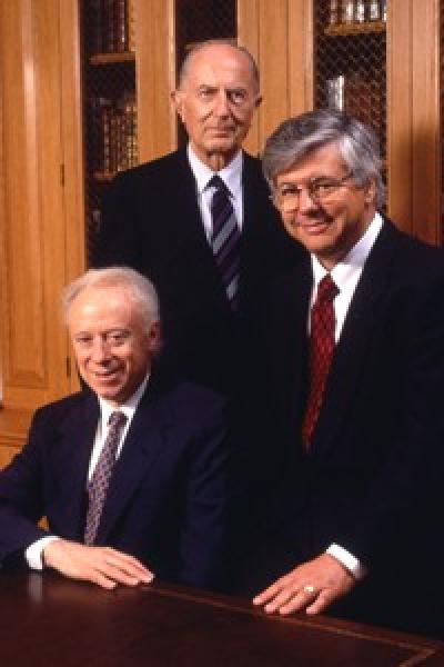 Drs. Joseph Goldstein (seated), Donald Seldin (center) and Michael Brown, UT Southwestern