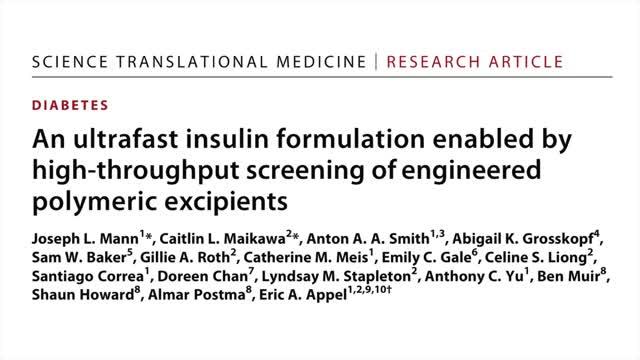 Ultrafast Insulin Formulation May Enable Faster Management of Blood Sugar in Diabetes (2 of 2)