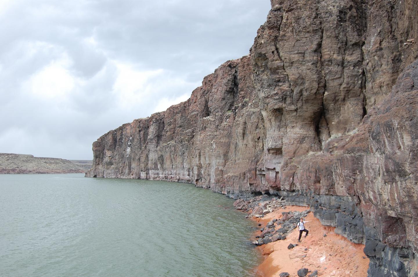 Dr. Tom Knott at the Base of a Typical Thick Snake River-Type Ignimbrite >40 M-thick