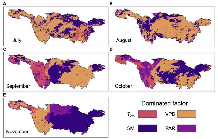 Spatial distribution of dominant factors contributing to the SIF decline in YRB.