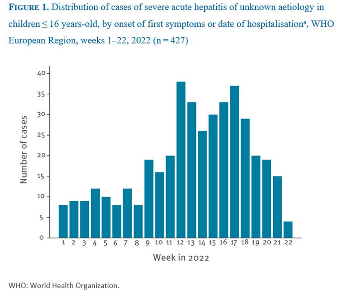 Distribution of cases of severe acute hepatitis of unknown source in children