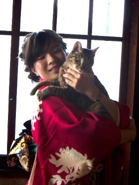 Researcher Saho Takagi Holding Her Cat