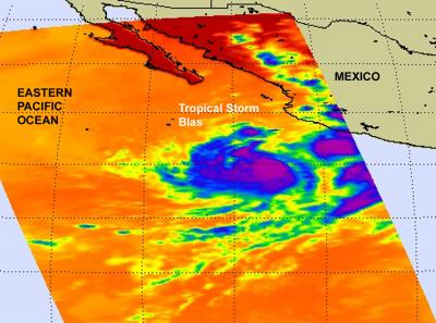 NASA Infrared View of Blas Shows Some Strong Convection