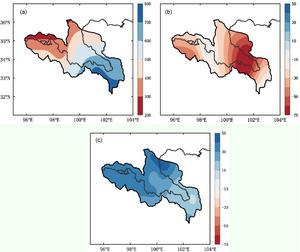 Spatial distributions of precipitation in the source region of the Yellow River