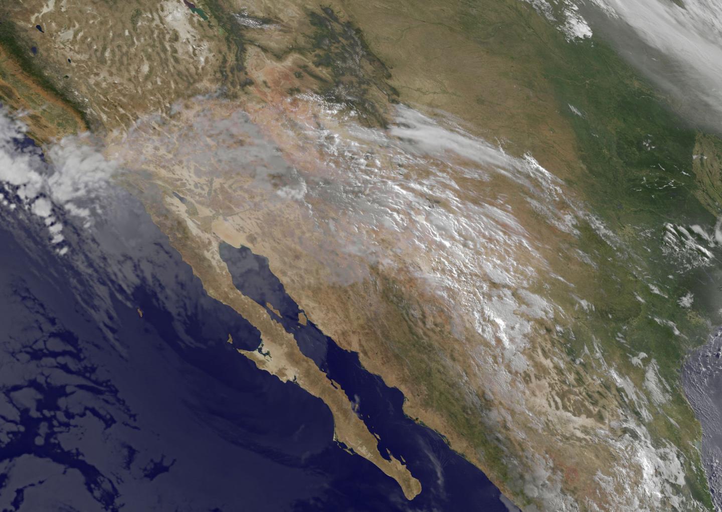 NOAA's GOES-West Satellite Infrared Image of Blanca's Remnants