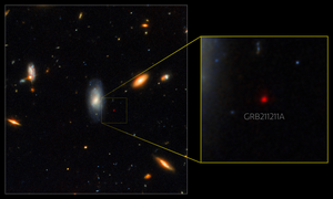 Gemini North and Hubble image of GRB afterglow (annotated)