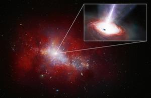 Artist’s Impression of Fastest-feeding Black Hole in the Early Universe