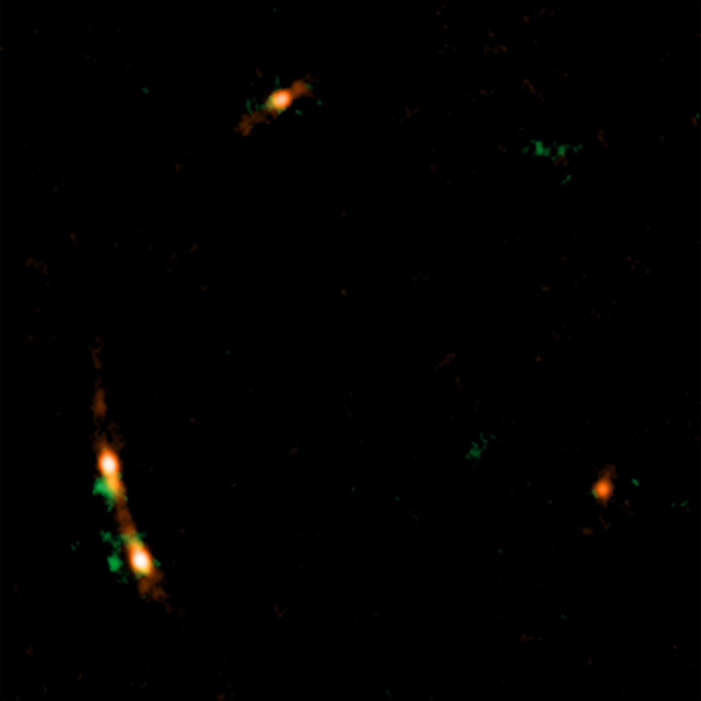アルマ望遠鏡で観測したクエーサーMG J0414+0534の疑似カラー&#
