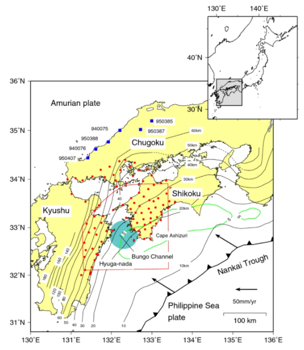 Figure 1: Tectonic map of the area around the Bungo Channel