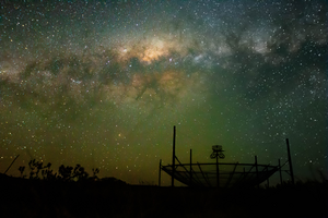 A HERA antenna at night in the Karoo, South Africa