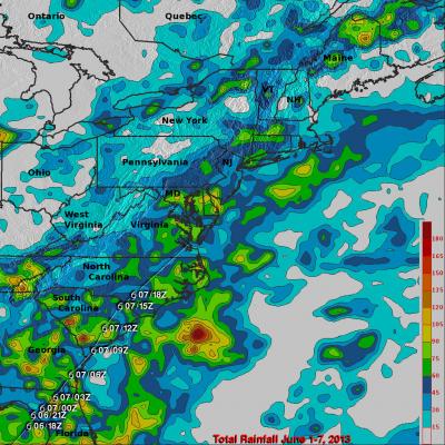 TRMM Sees East Coast Rain from Andrea