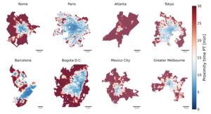 Local accessibility measured in different cities