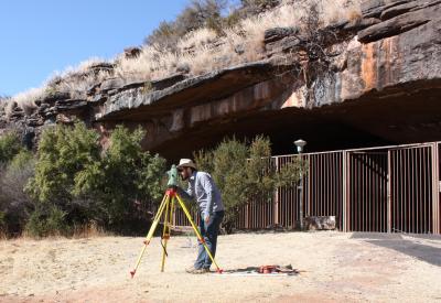 Surveying Outside Wonderwerk Cave