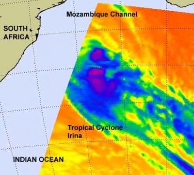 Infrared NASA Look at Cyclone Irina