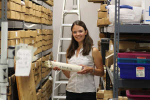 Allison Lawman at the UT Austin coral library