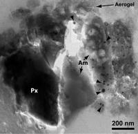 Fig. 1 Bright-Field TEM Image of a Mineral Assemblage from Comet Wild 2