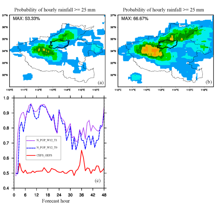 Neighborhood POP of hourly rainfall and their skill scores