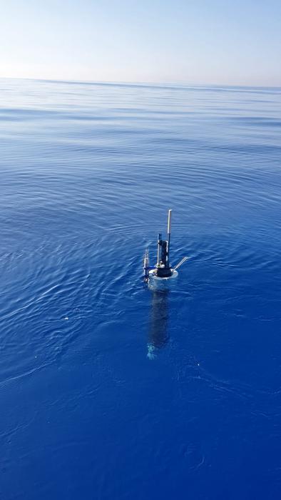 Autonomous profiling float deployed in the ocean