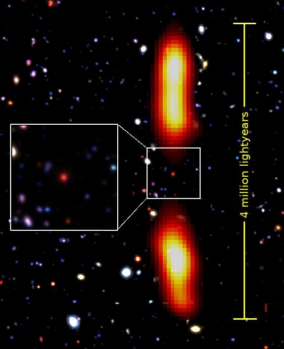 Optical And Radio Image Of The Giant Radio Galaxy  J021659-044920
