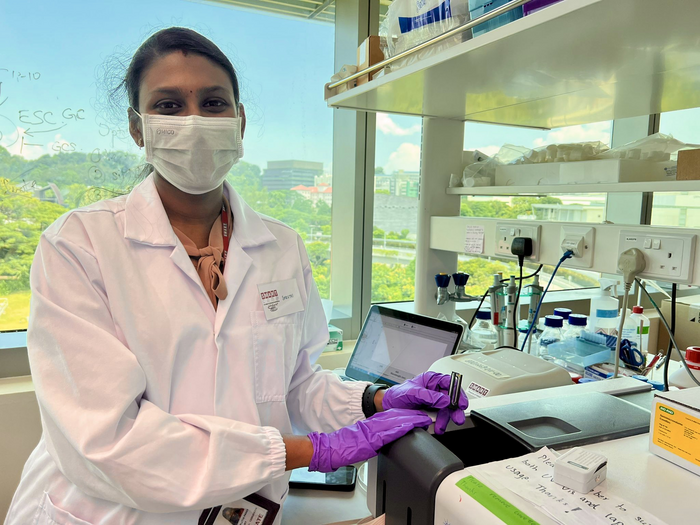 SMART CAMP Research Engineer Shruthi Pandi Chelvam using the UV Absorbance Spectrometer to investigate the robustness of the anomaly detection machine learning algorithm