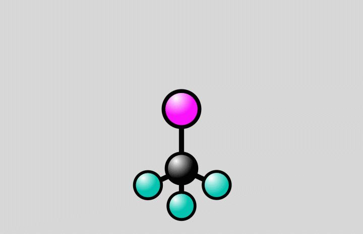 Animation of a Trifluoroiodomethane Molecule Responding to Laser Light