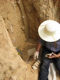 Collecting Samples of Ancient Soil Near Xi'an, China