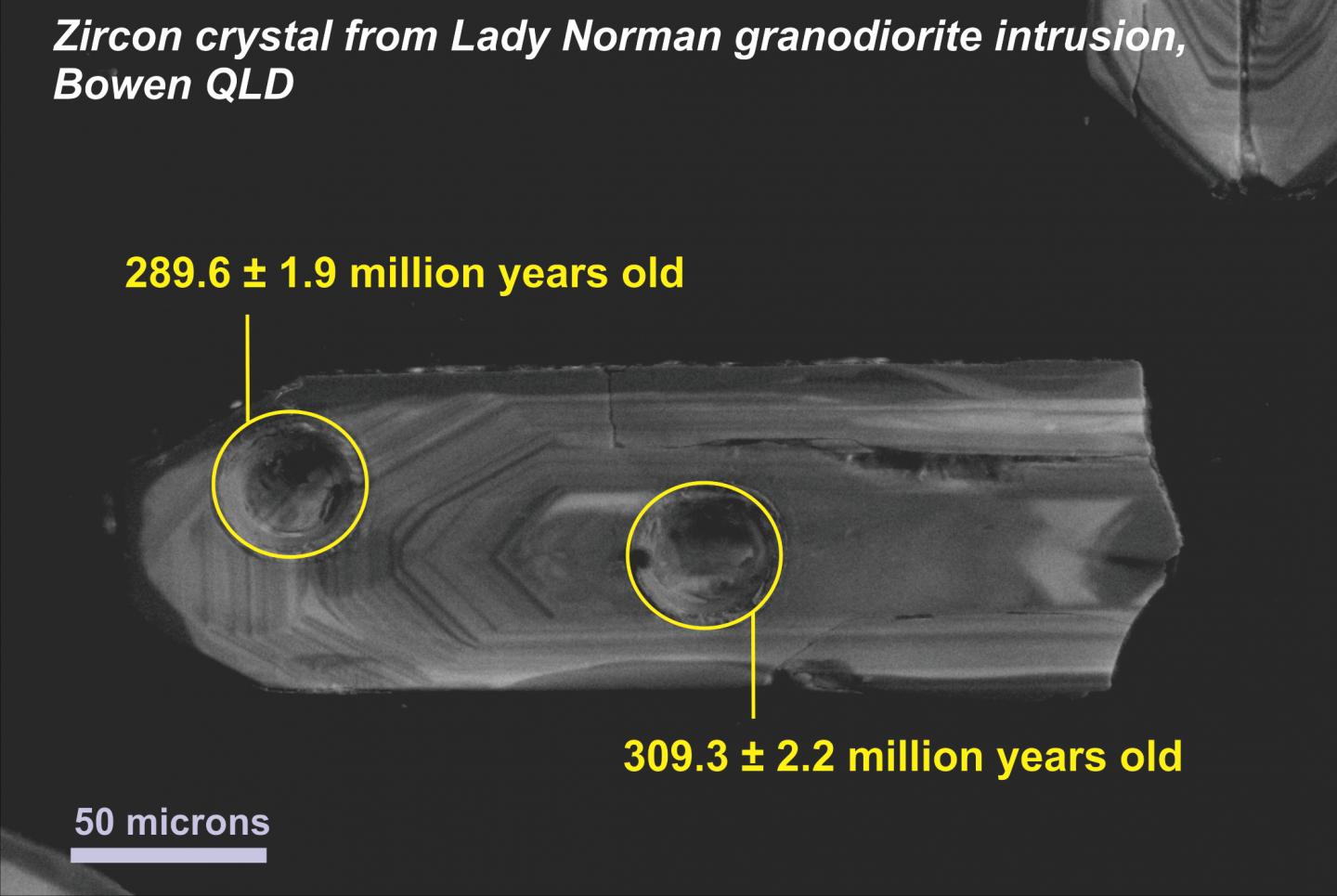 Cathodoluminescence Image of a Typical Igneous Zircon Crystal