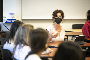 Tamar Kushnir in a Duke classroom