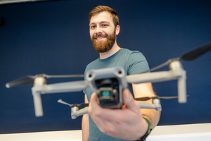 Researcher with drone