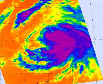NASA AIRS Infrared Image Peers into Trop. Storm Malakas