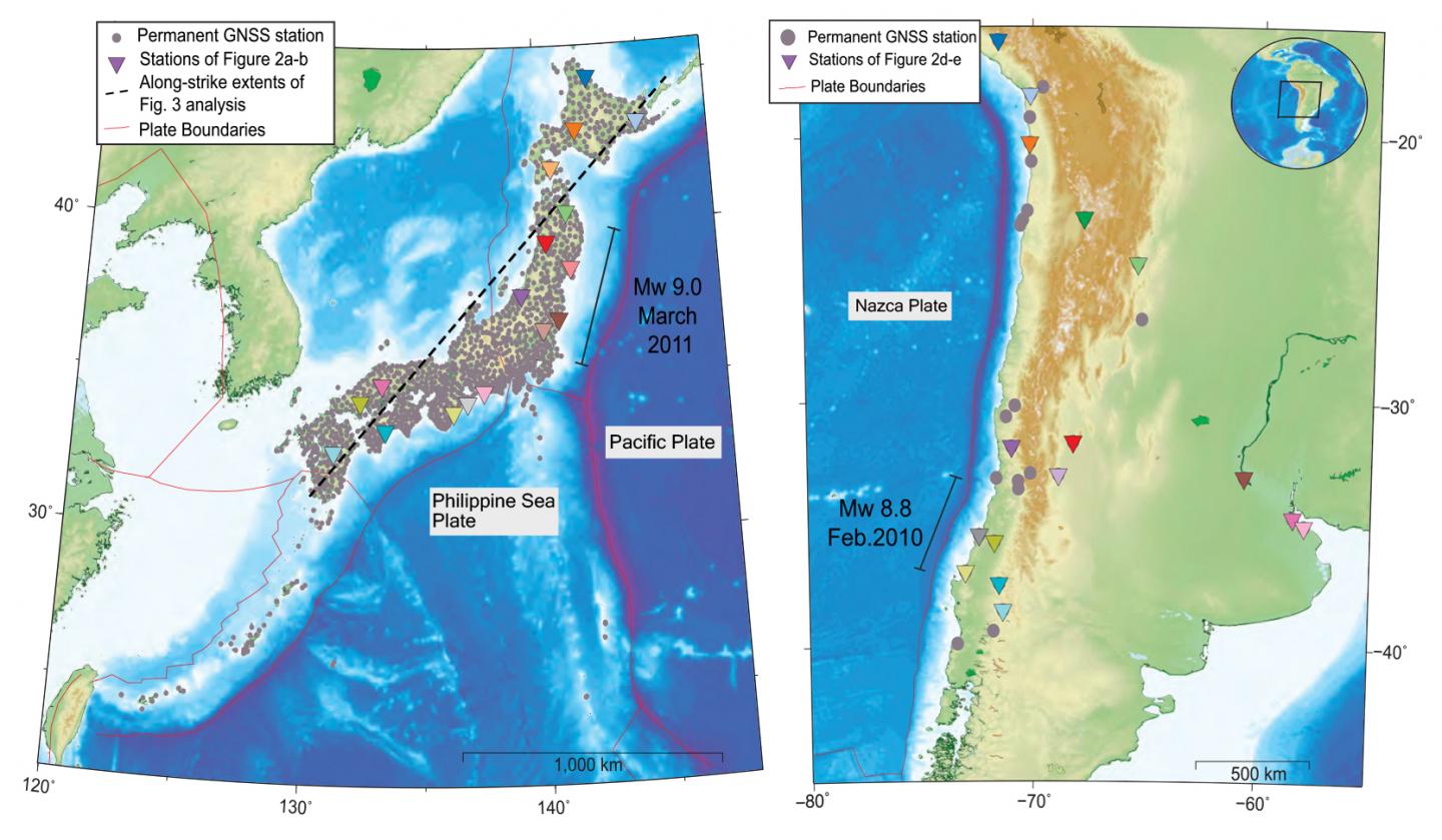 GNSS Stations in Japan and Chile