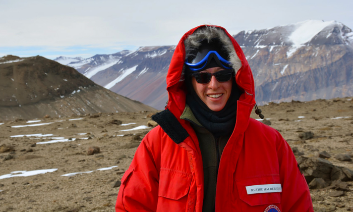 Anna Ruth Halberstadt conducting field research in Antarctica’s McMurdo Dry Valleys.