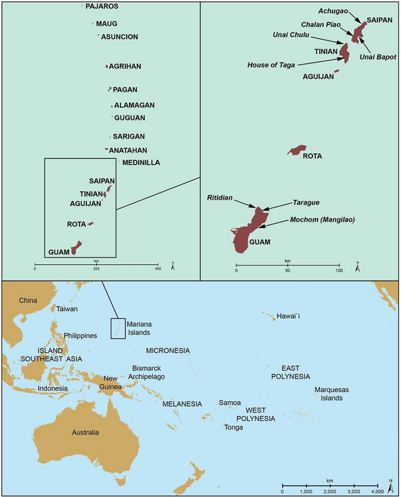 Map of Northern Mariana Islands excavation sites