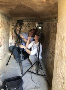 Hidden mysteries in ancient Egyptian paintings from the Theban Necropolis observed by in-situ XRF mapping