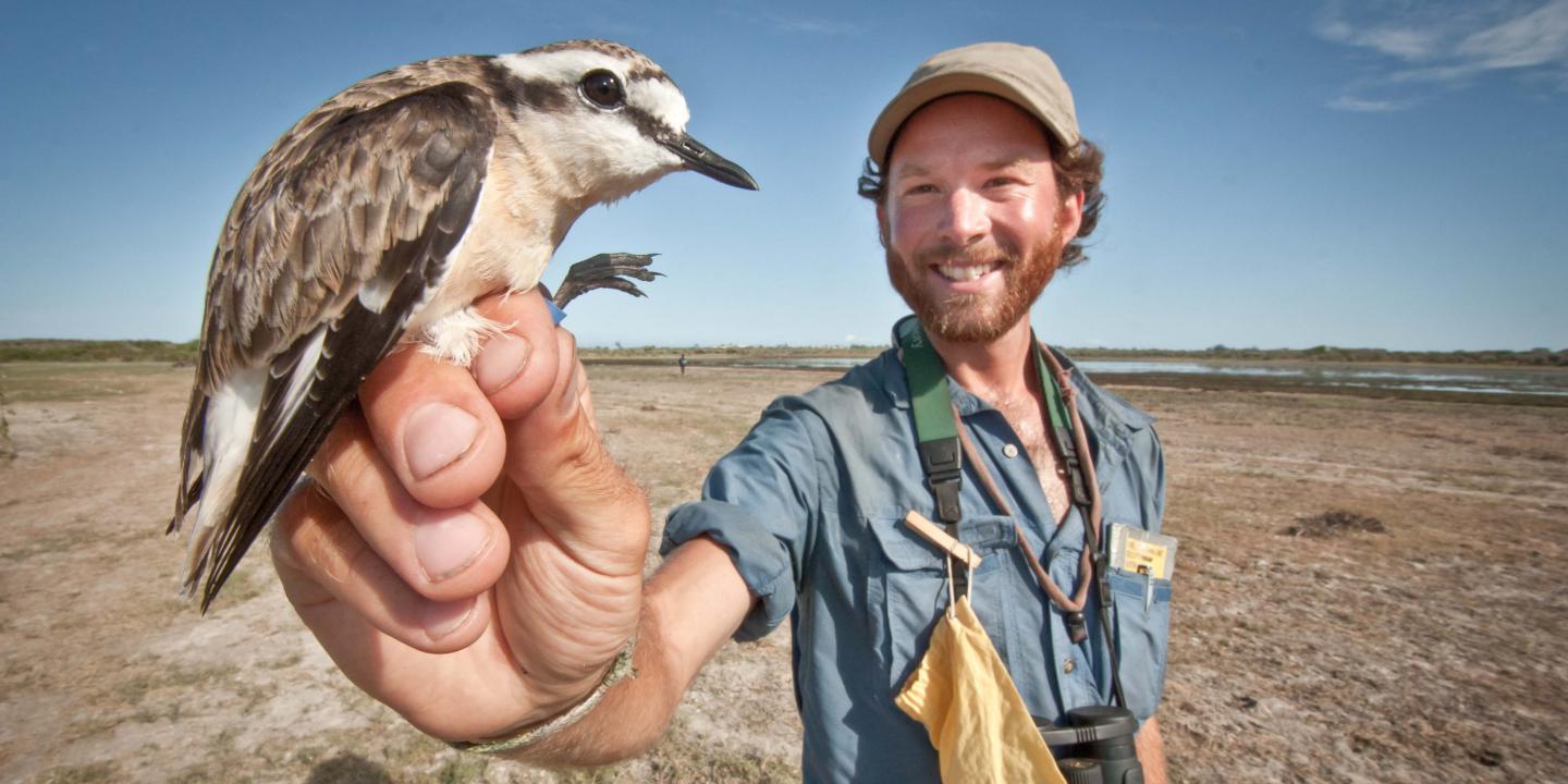 Luke Eberhart-Phillips with a Snowy Plover