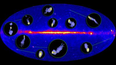 Radio Jets of Several Active Galaxies (Unlabeled)