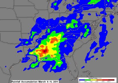 TRMM Rainmap of Severe US Rain Storm