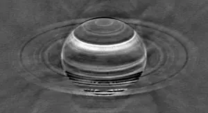 Radio image of Saturn, showing impact of megastorm