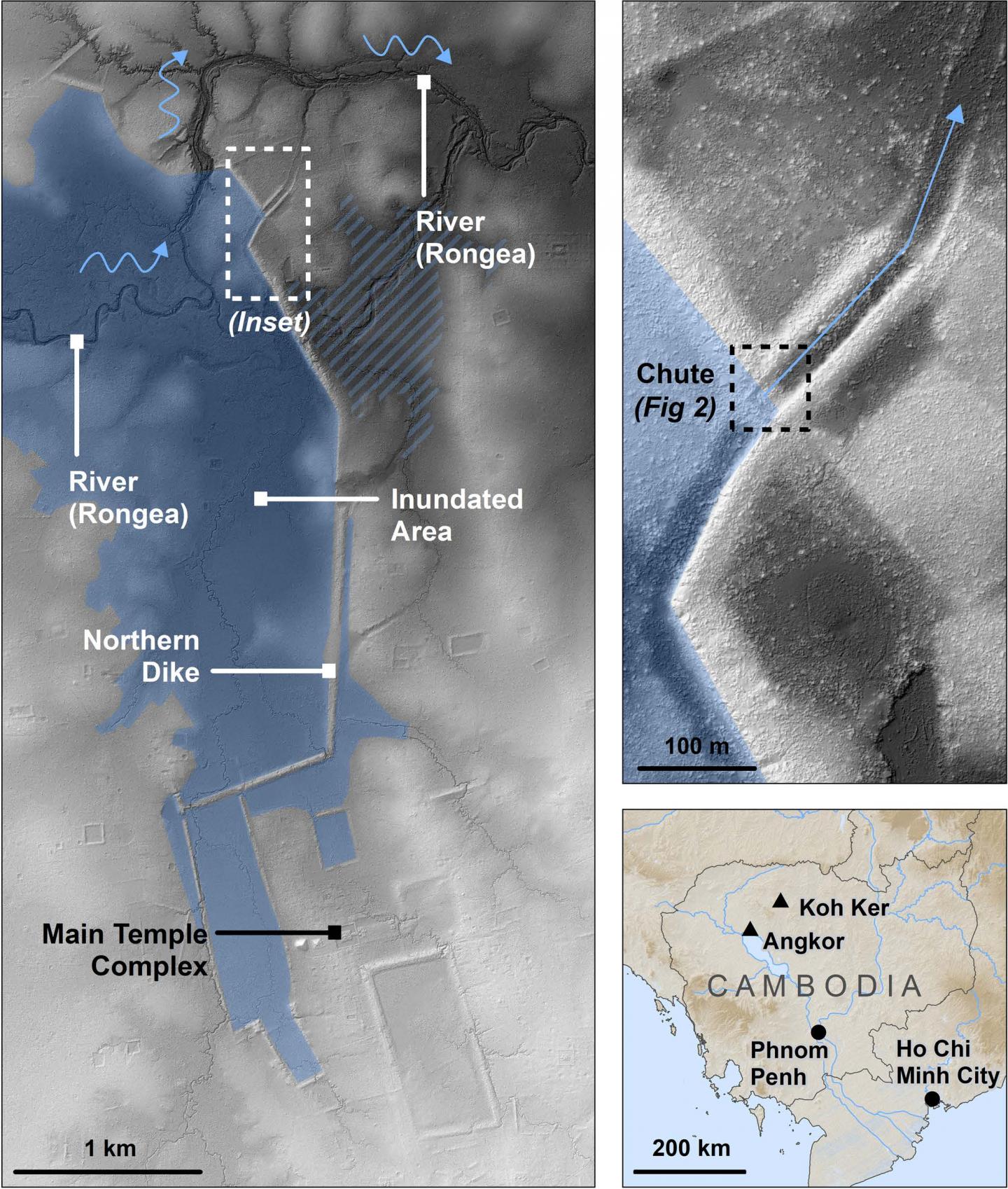 Regional Map of Koh Ker Showing the Location of the Chute and Key Archaeological Features