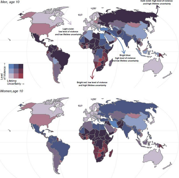 Lifetime Uncertainty and Level of Violence Global Map