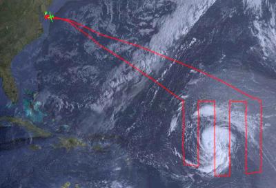 Global Hawk's Completed Flight Path for Sept. 11-12