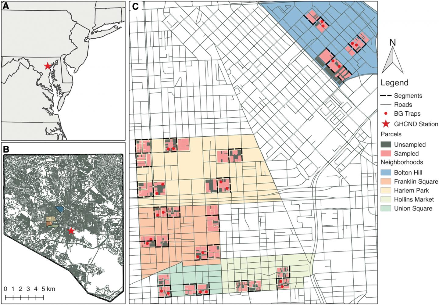 Map of Study Area in west Baltimore, Md.