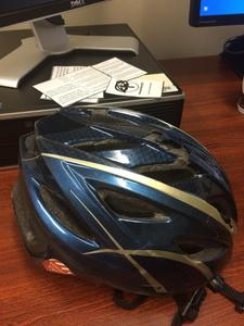 Helmet of a cyclist involved in a collision